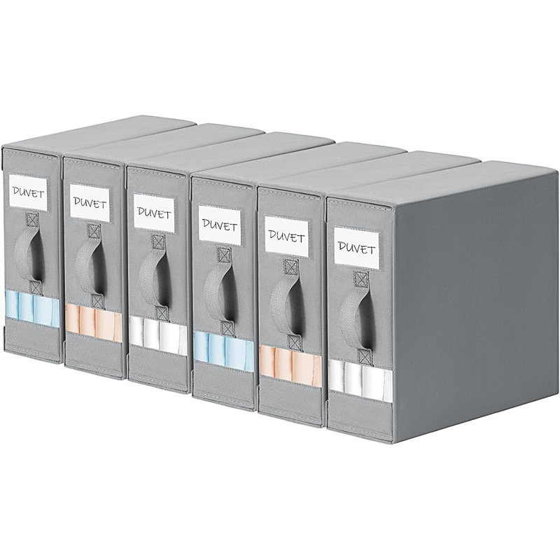 Ensemble de 6 organisateurs de draps et rangement - Ensemble de draps pliables, Organisateur de placard en lin pour literie, Literie, Couvertures, Serviette (très grand et grand), Gris