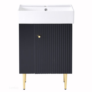 Bathroom Vanity with Storage and Ceramic Sink, Ideal for Small to Medium Bathrooms