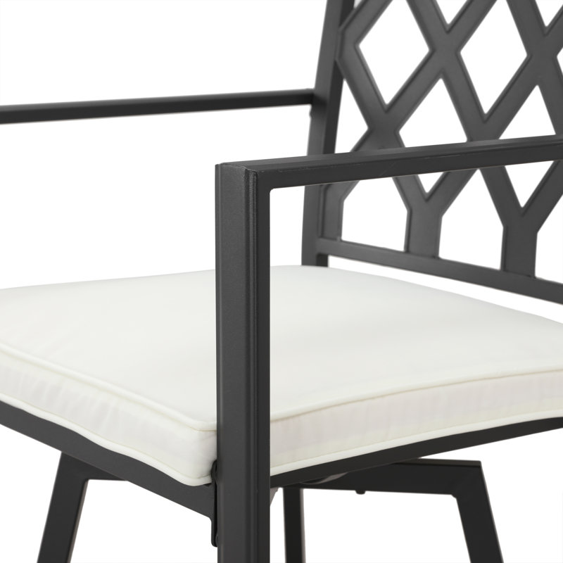 Powder Coated Steel Outdoor 23.4'' Counter Stool with Cushion