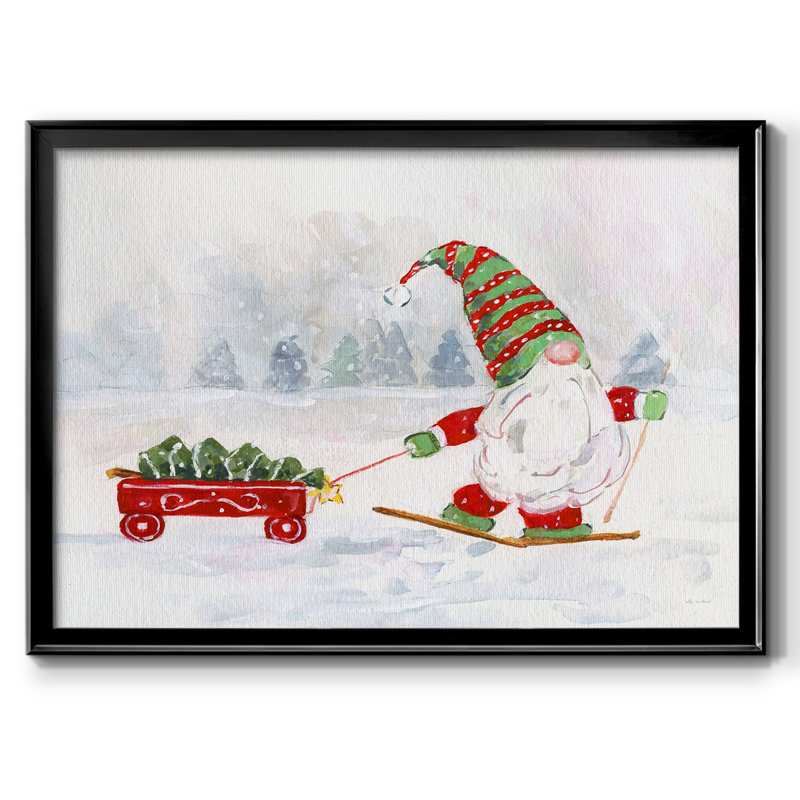 Gnome d'hiver I, H 26 po x l 38 po x P 1,5 po, Toile avec cadre flottant noir