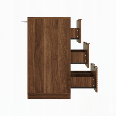 Commode moderne à 6 tiroirs avec façade en bois géométrique 3D