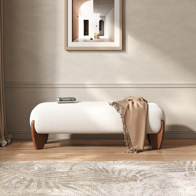 59.8'' White Linen Bedroom Bench