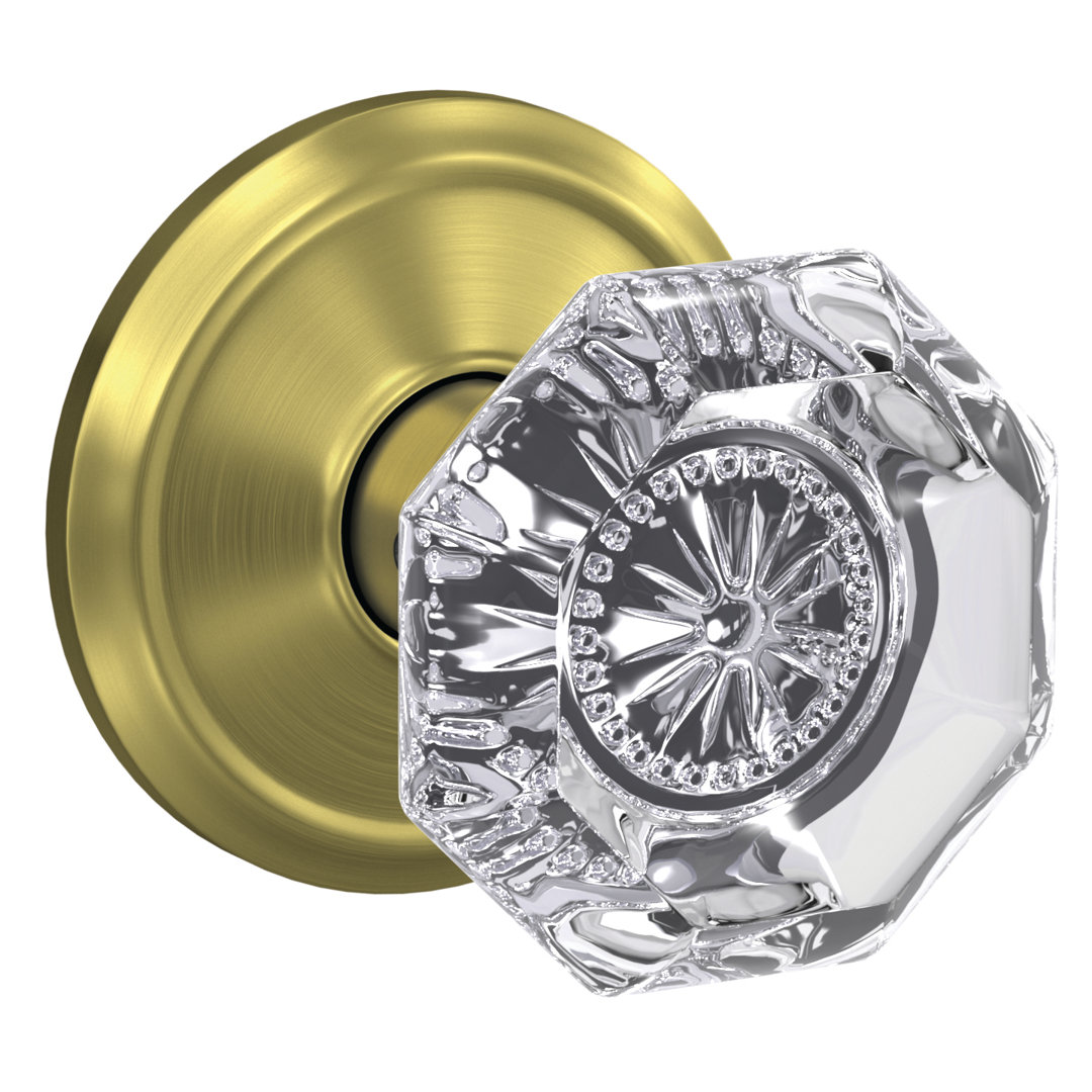 Custom Alexandria Hall-Closet and Bed-Bath Glass Knob with Alden Trim Schlage 