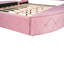 Grand lit tapissier rose avec tête de lit à oreilles et rangement, 1 grand tiroir, 2 tabourets de rangement latéraux, tête de lit en velours, tables à tiroirs (rose-1515948091