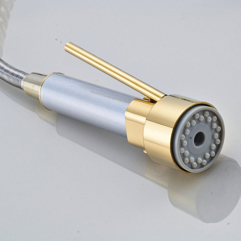 Robinet d'évier de cuisine contemporain doré avec levier rétractable, levier simple pour un contrôle sans effort, levier pivotant à 360 degrés, fonctionnalité améliorée