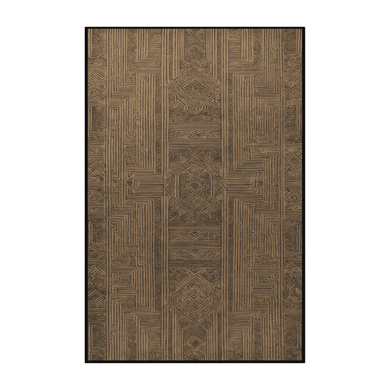 Tapis art déco brun lavable à la machine, Rectangulaire 8 pi x 10 pi
