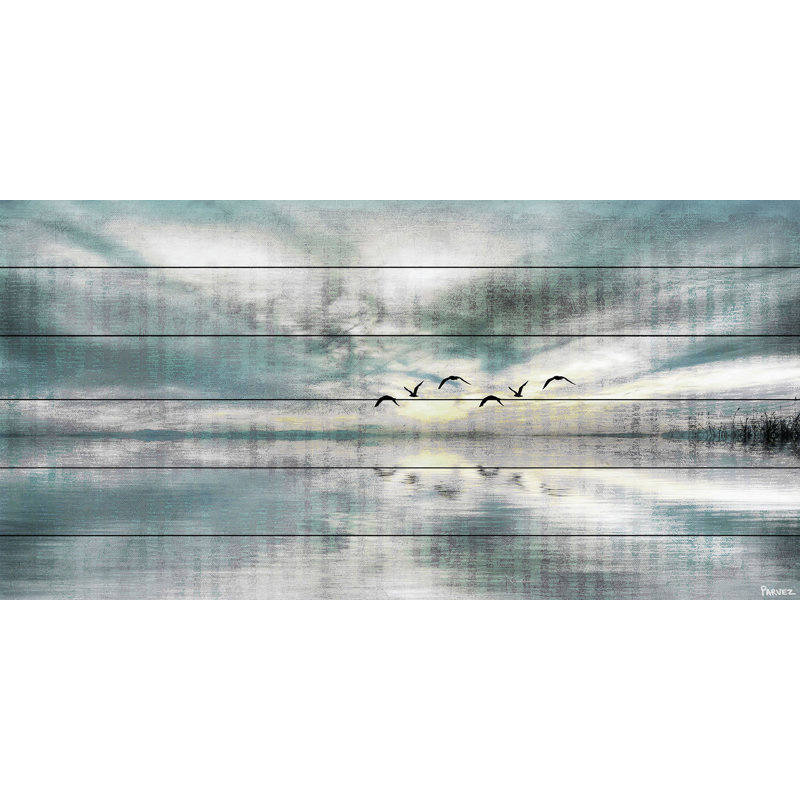 « Birds Skylight » par Parvez Taj, reproduction sur bois, H 20 po x l 40 po