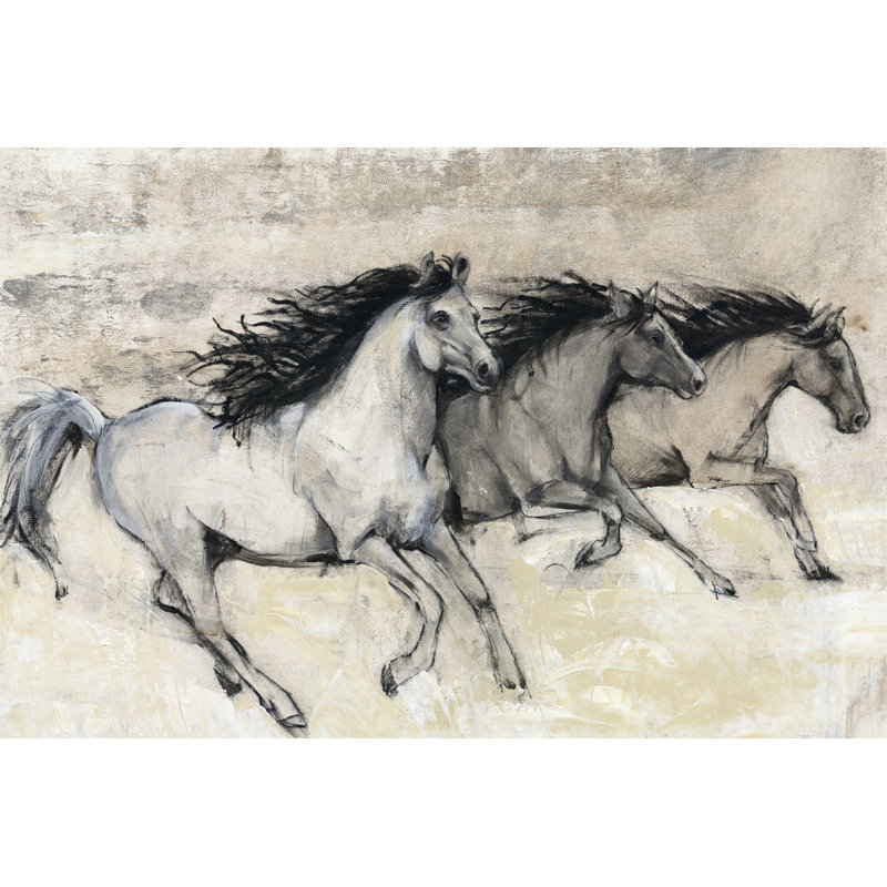 «Horses in Motion II» par Timothy O 'Toole - peinture sur toile tendue, H 12 po x l 18 po x P 1,25 po