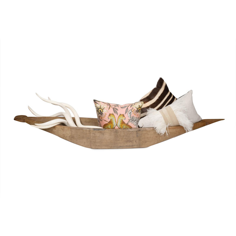 Linen Lumbar Pillow with Hide Trim