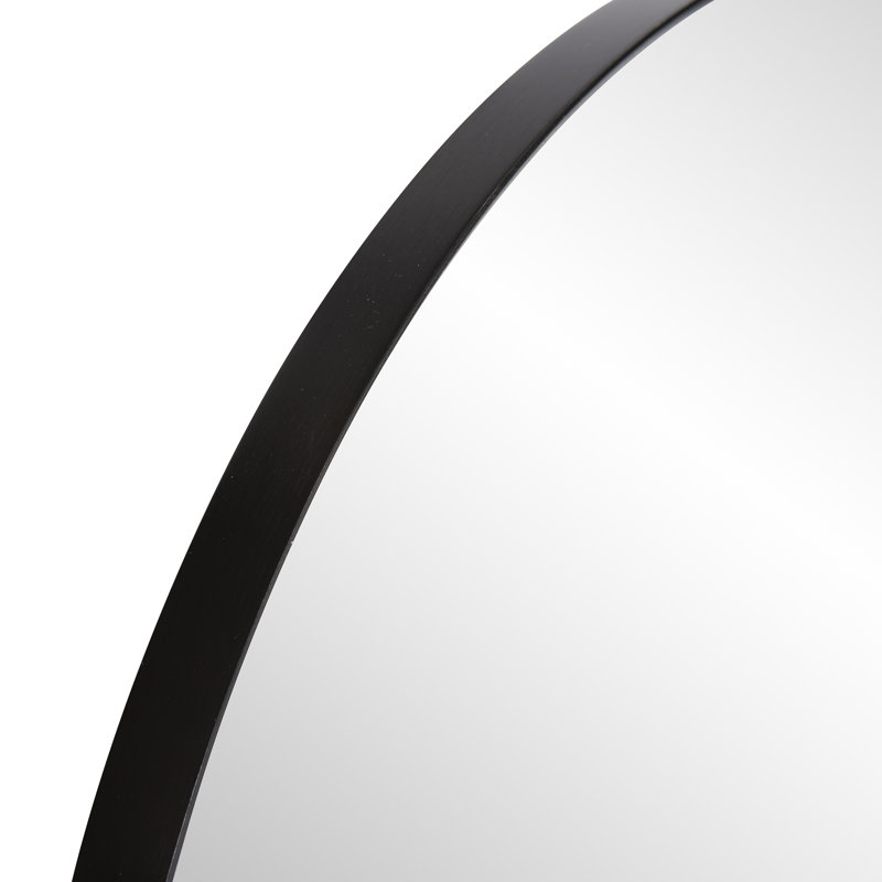 Van Buren Brushed Black Round Mirror, Brushed Black