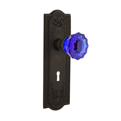 Meadows Plate with Decorative Keyhole and Crystal Cobalt Door Knob