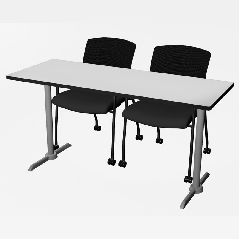 Base et table de formation Cain, Blanc, H 29 po x L 60 po x l 24 po, Gris lune