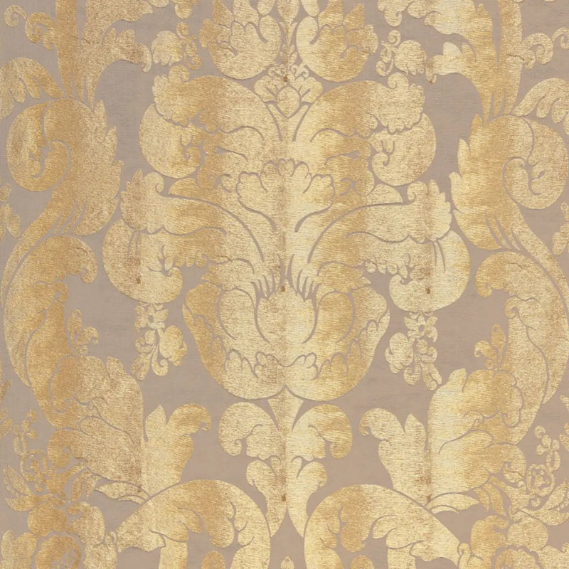 Zelda Damask Linen Blend Fabric, Gilt