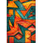 Tapis orange lavable à motif géométrique moderne à motif géométrique orange-368784311