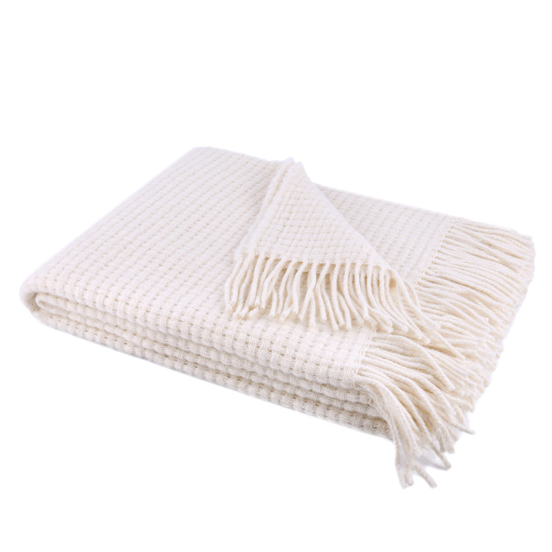 Waffle Throw Blanket, Ivory/White