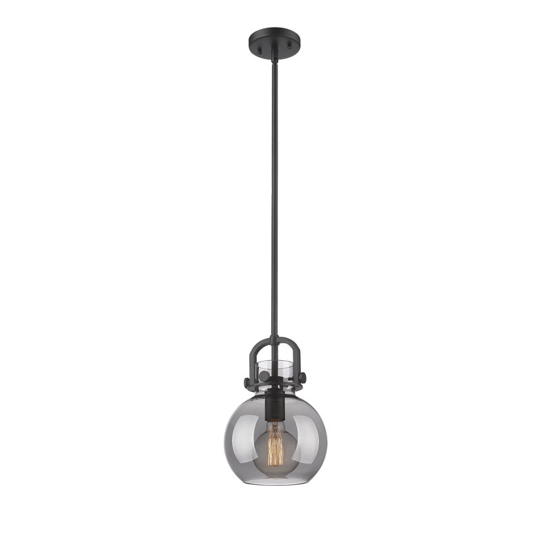 Sligo 1 Light Stem Hung Pendant, Plated Smoke, 19.5" H x 16" W x 16" D, Matte Black