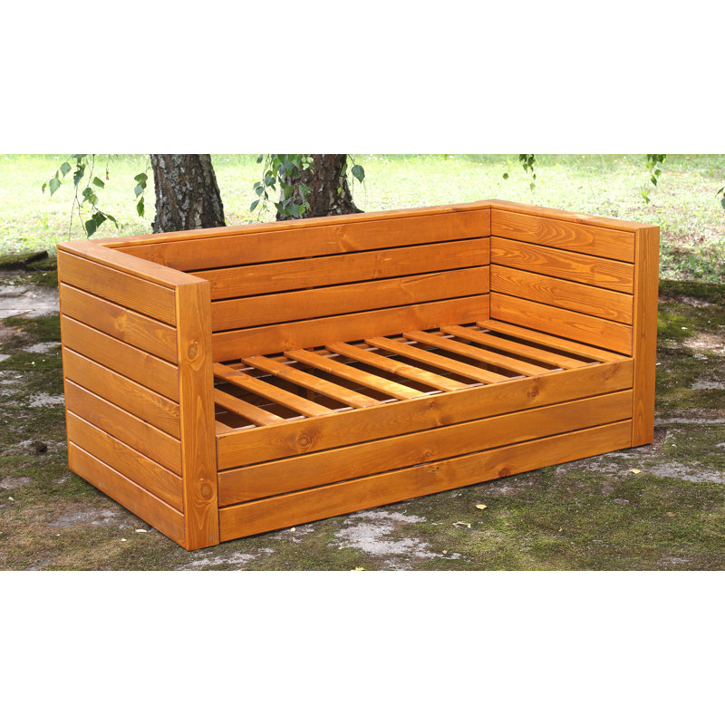 Kolya 158 cm W Pine Solid Wood Patio Sofa with Cushions