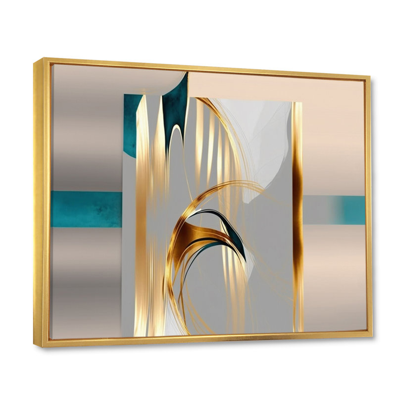 Abstraction minimale - impression, Cadre flottant doré, H 34 po x l 44 po