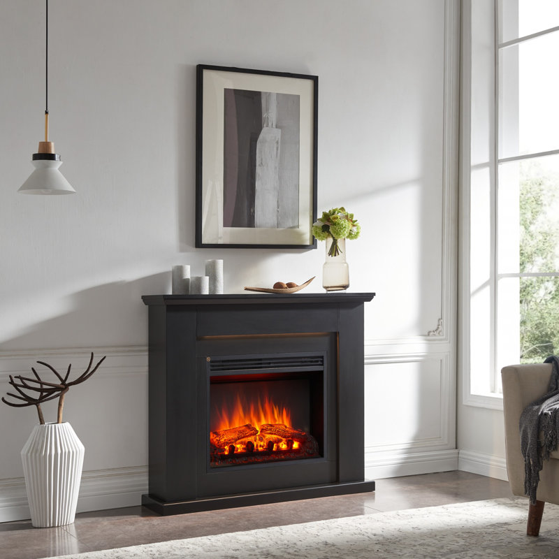 FLAMME Mardella Electric Fireplace with surround with 2kW Fireplace Heater Multiple Colours Available, Black