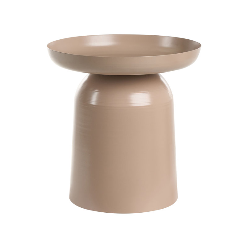 Metal Side Table with Storage, Beige