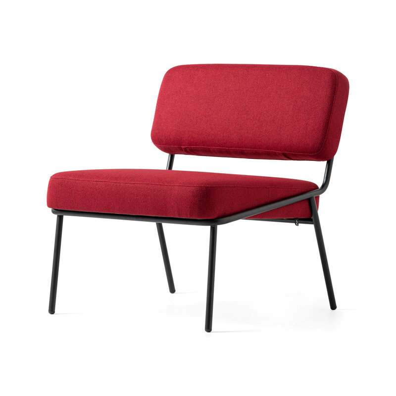 Chaise longue rembourrée Sixty, Bourgogne, Noir mat