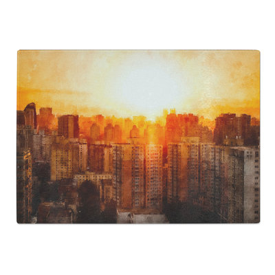 Tempered Glass the Beijing Skyline at Sunset Chopping Board