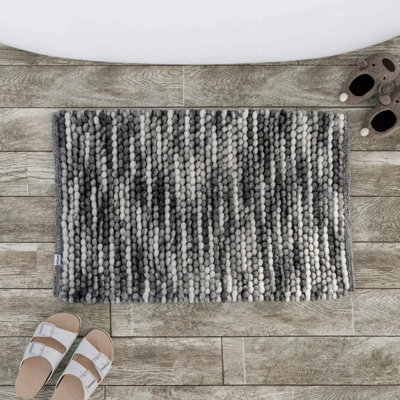 Microspace Loop Rectangle Bath Mat Monochrome with Slip Resistant Backing