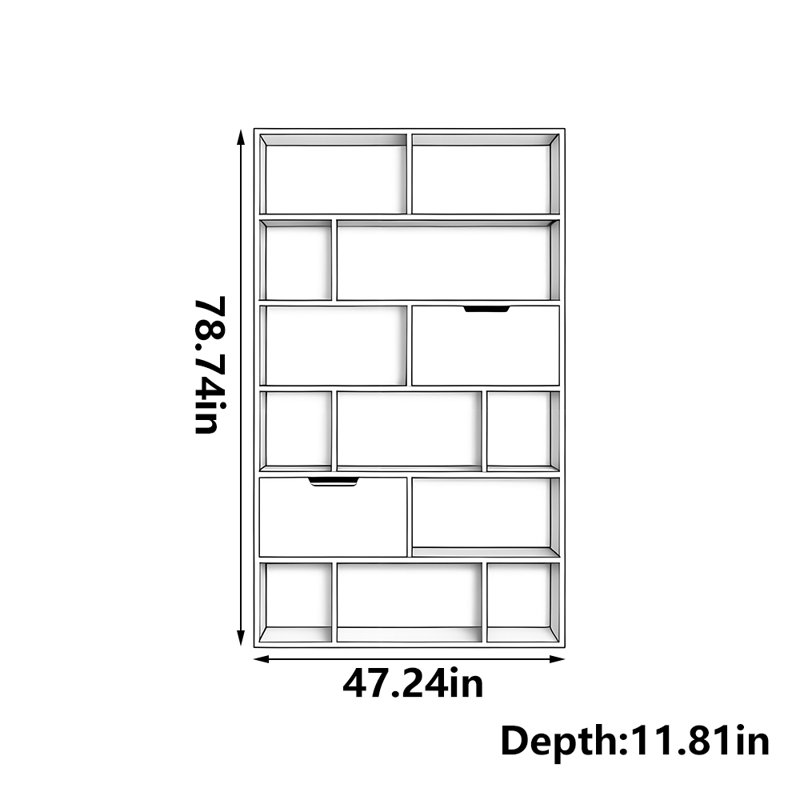 Mike, (6 Shelves) 78.74"H x 47.24"W x 11.81"D