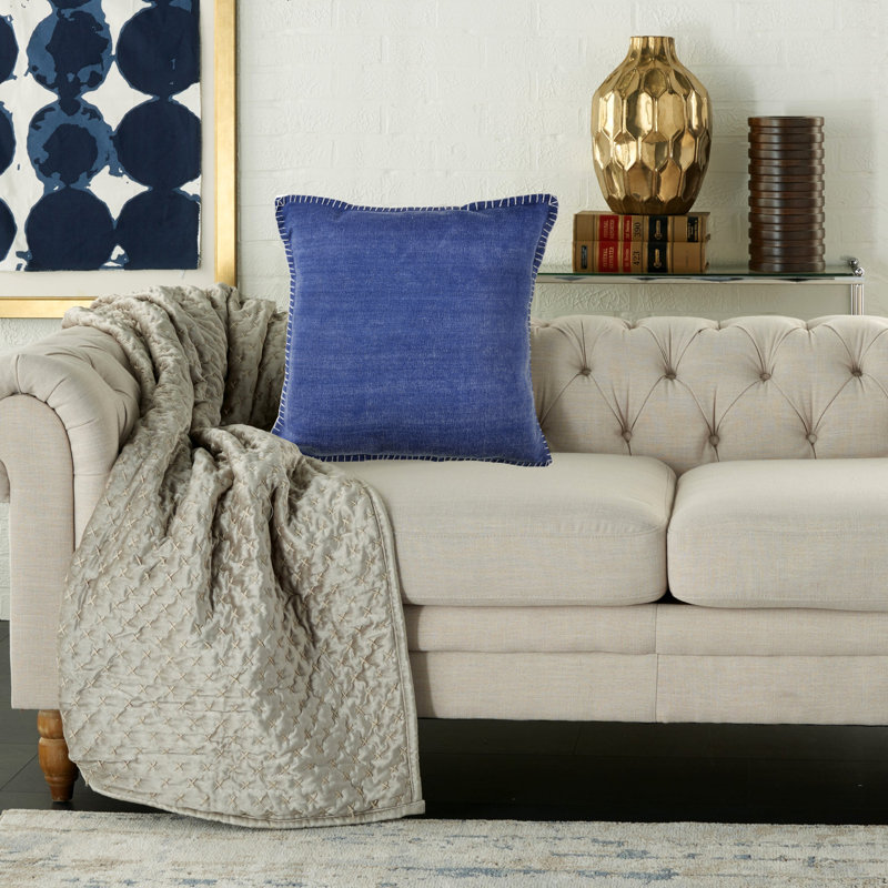 Madisons Stonewashed Solid Color Cotton Square Throw Pillow Cover, 24" x 24", Pillow Cover Only - No Insert, Twilight Blue