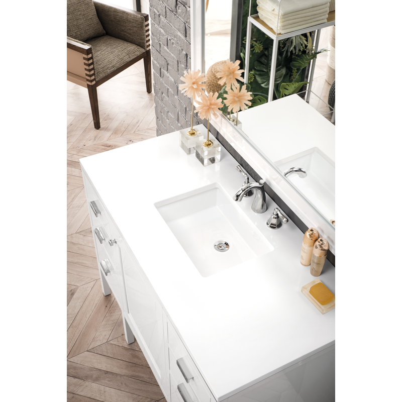 Addison 48'' W Single Vanity, Glossy White, 8" Widespread, Tajnar Eclos
