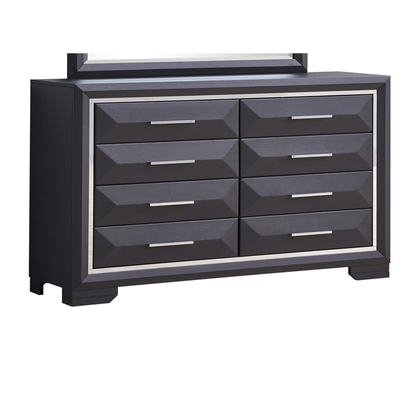 Commode 8 tiroirs, commode de rangement, noir