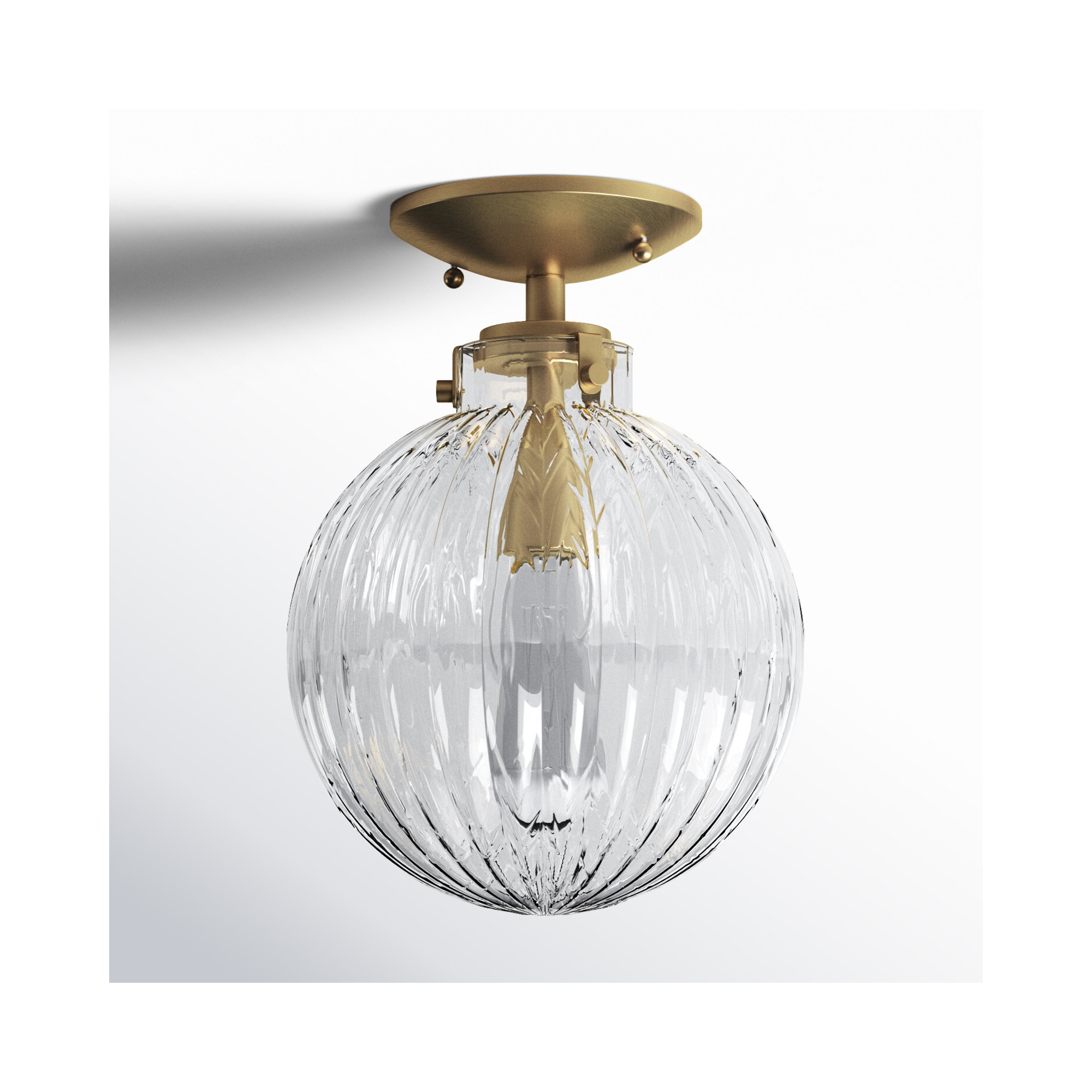 Kaydan 1-Light Dimmable Semi Flush Mount , Natural Brass