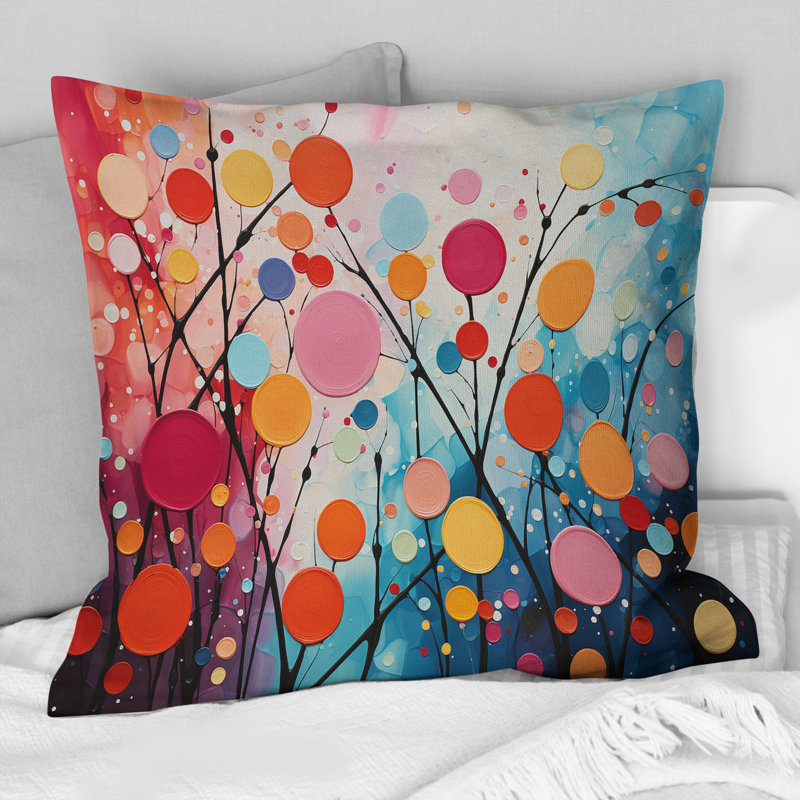 Coussin décoratif coloré Mid Century Abstract Fusion - imprimé abstrait Mid-Century