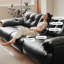 Canapé modulaire noir en similicuir-881798206