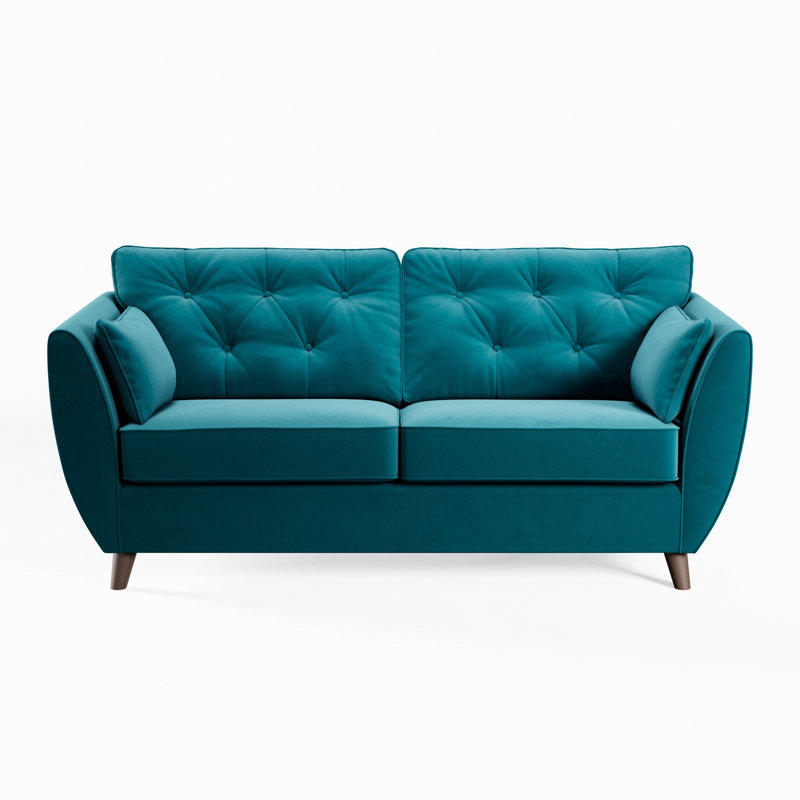Birjesh 186Cm Fixed Sofa, Mallard, Dark Brown Wood