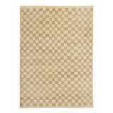 Sinead Hand Knotted Wool Checkered Area Rug in White/Neutral