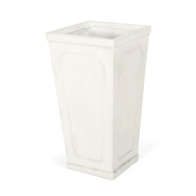 Planter - Magnesium Oxide In Antique White For Outdoor Areas. 16" Depth X Width 30.5" Height, 26.98 Lb Landscaping. 16 In. Depth, Width, 30.5 Lb. Weight