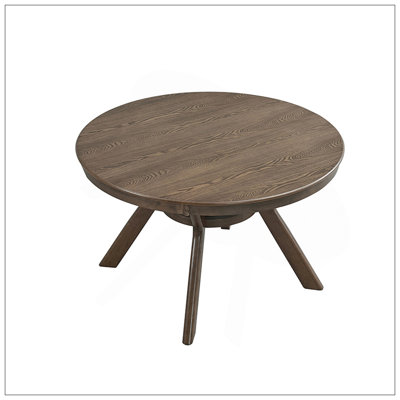 47.24''Round Rubber Wood Dining Table For 4-6 With Wooden Trestle Pedestal Base,Modern Kitchen Wooden Table Dinner Table For Dining Room, Living Room,(1Table)