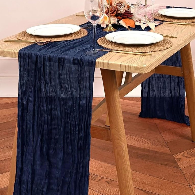 12 Pack Navy Blue Cheesecloth Table Runner 10FT Boho Gauze Cheese Cloth Table Runners