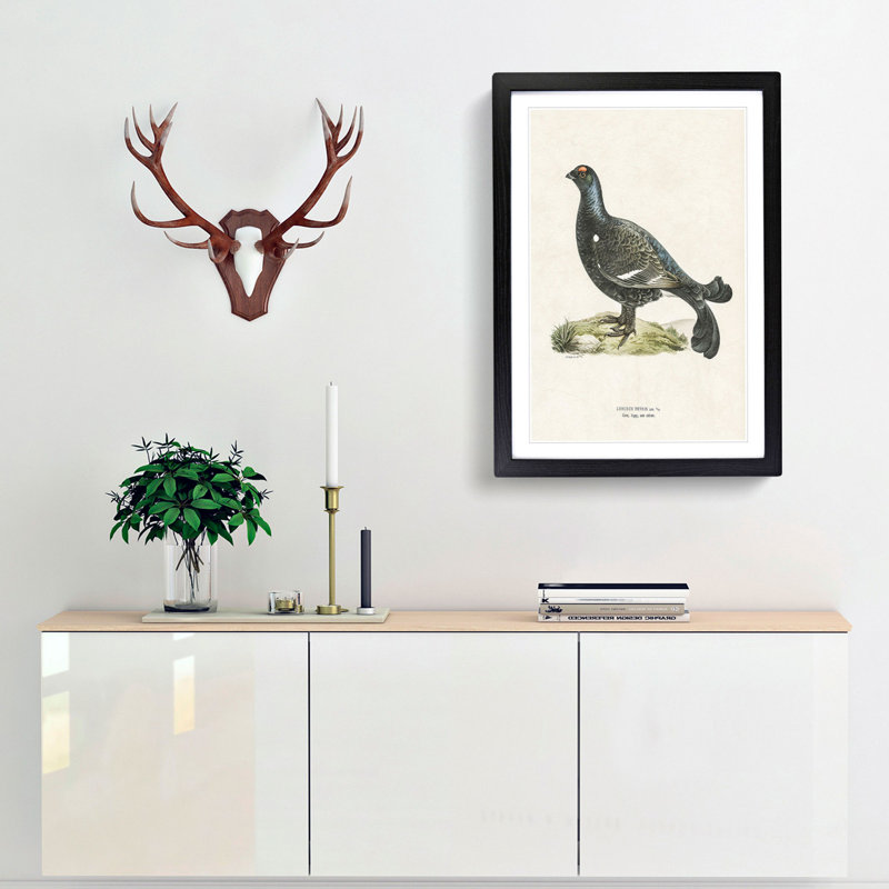 Black Grouse by Von Wright - Picture Frame Painting Print, 65cm H x 48cm W x 2cm D, Black Framed