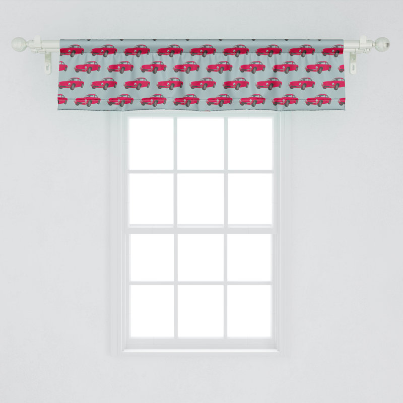 Ensemble de 2 cantonnières Ambesonne Cars rétro véhicule des années 60 - bleu ardoise rose 54 po x 12 po