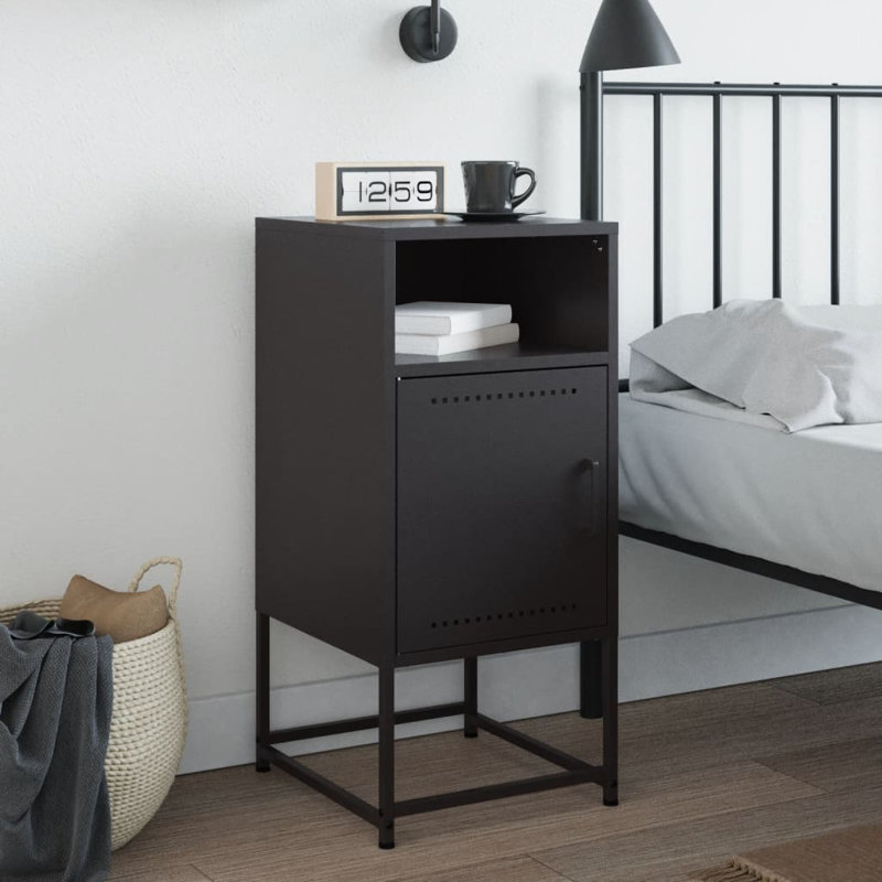 Rahkia 36cm W Steel Bedside Table, Black