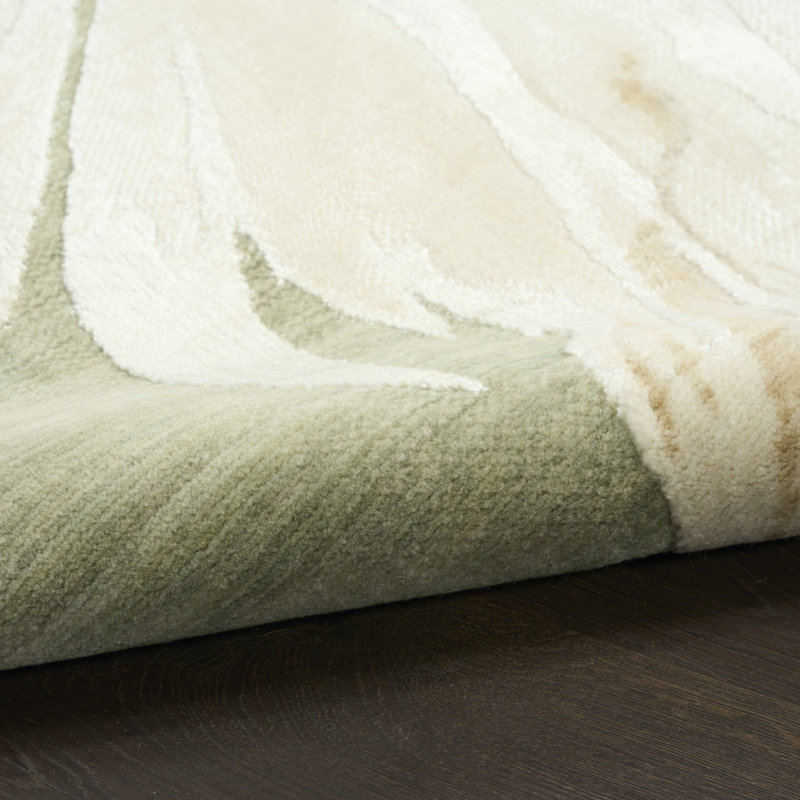 Tapis d'intérieur ivoire moderne vert 5 pi 3 po x 7 pi 3 po Leonel, 5 pi 3 po x 7 pi 3 po