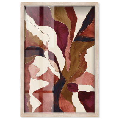 «Collage of a Red World IV Shadowbox», art mural Boho Brown par Art Remedy, cadre blond, 21 x 31