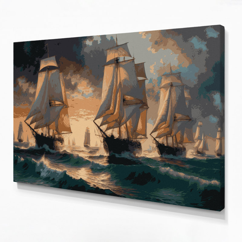 Voile nautique grise, art mural sur toile, H 16 po x l 20 po