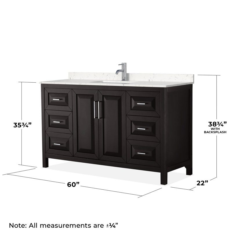 Daria 60'' W Single Vanity, Carrara Cultured Marble, Dark Espresso, Polished Chrome