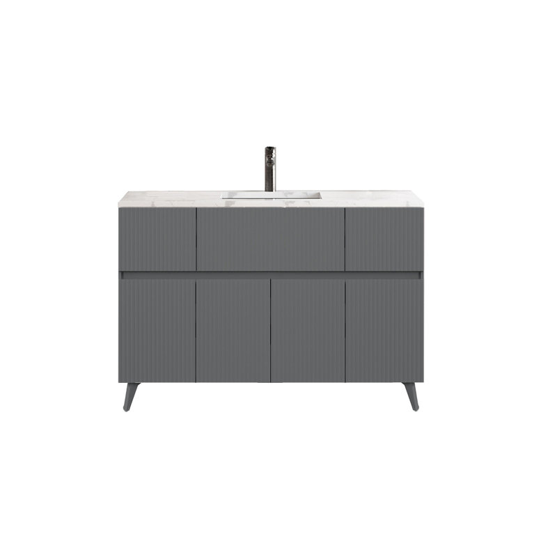 HABANA 47.2'' Single Bathroom Vanity with Ceramic Top, Ash