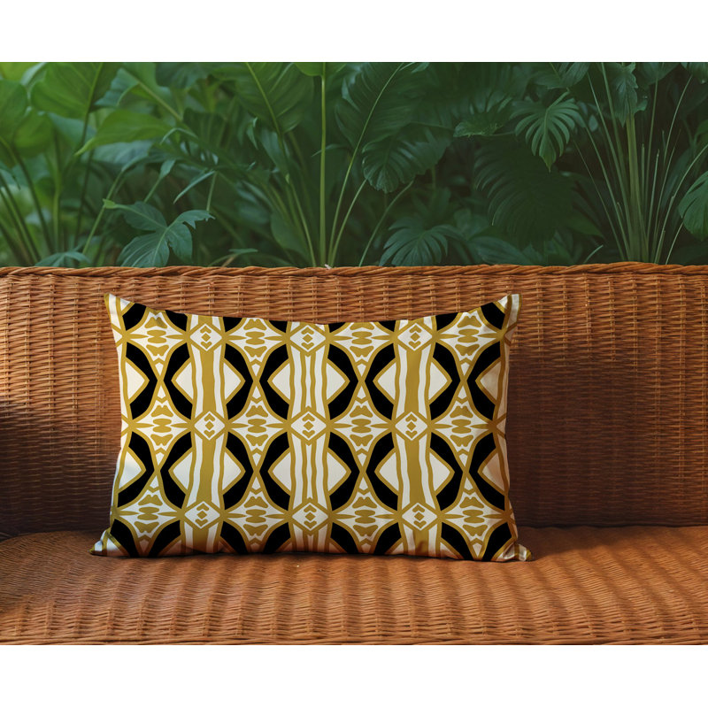 Coussin rectangulaire intérieur / extérieur réversible Sunderland, Rectangle H 14 po x l 20 po, Noir