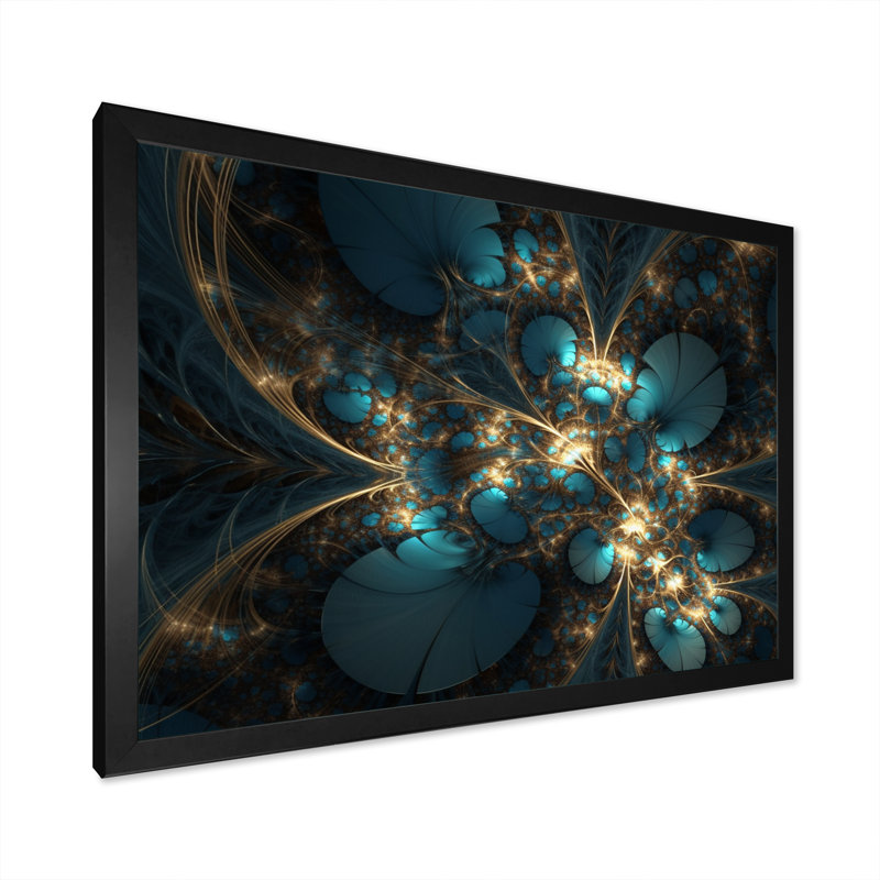Mélanges bleus et dorés de l'ordre infini I - impression, Cadre photo noir, H 12 po x l 20 po x P 1 po