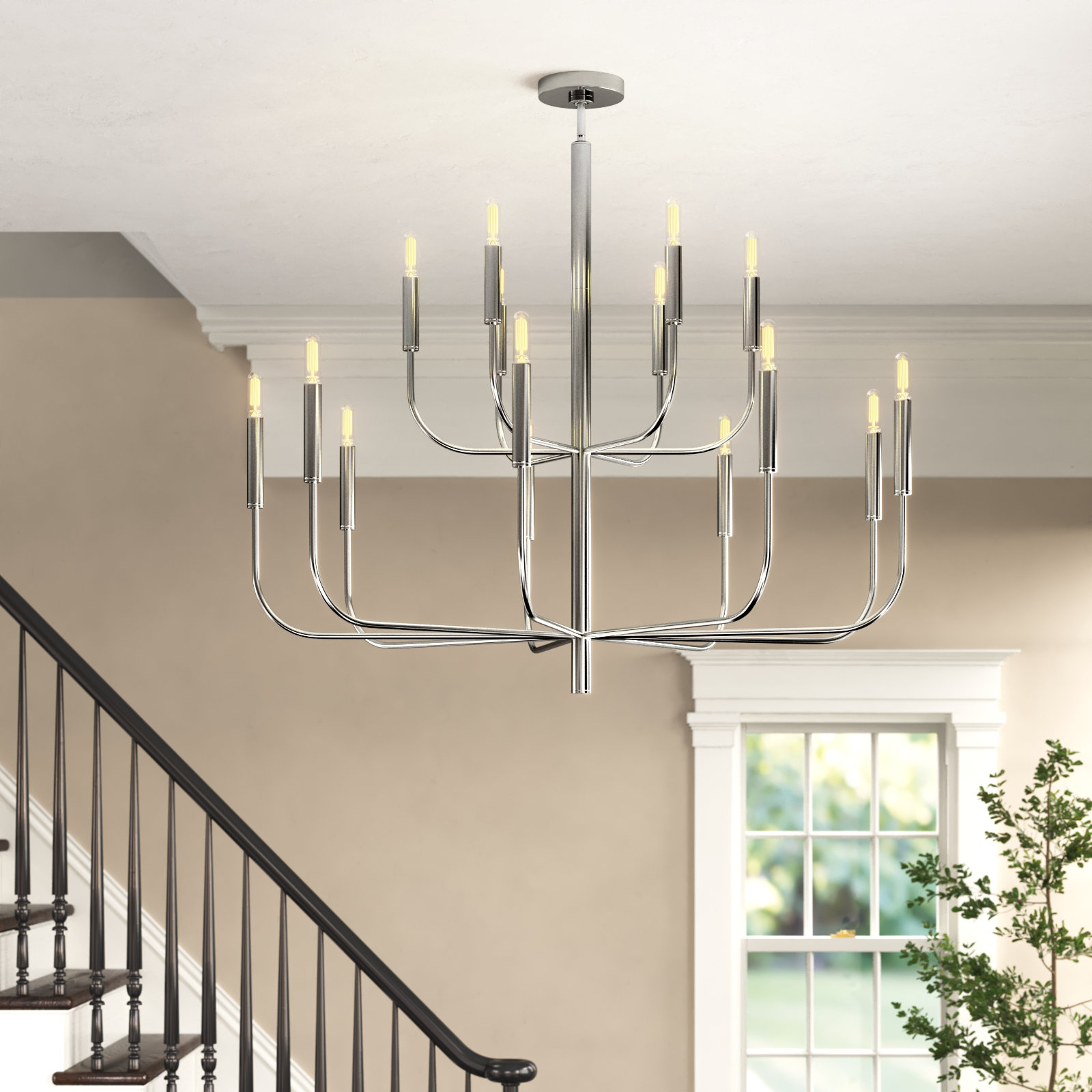 Tedder 15-Light Chandelier, Polished Nickel